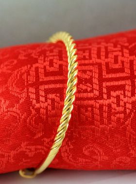 纯黄铜圆形电镀保色推拉手镯