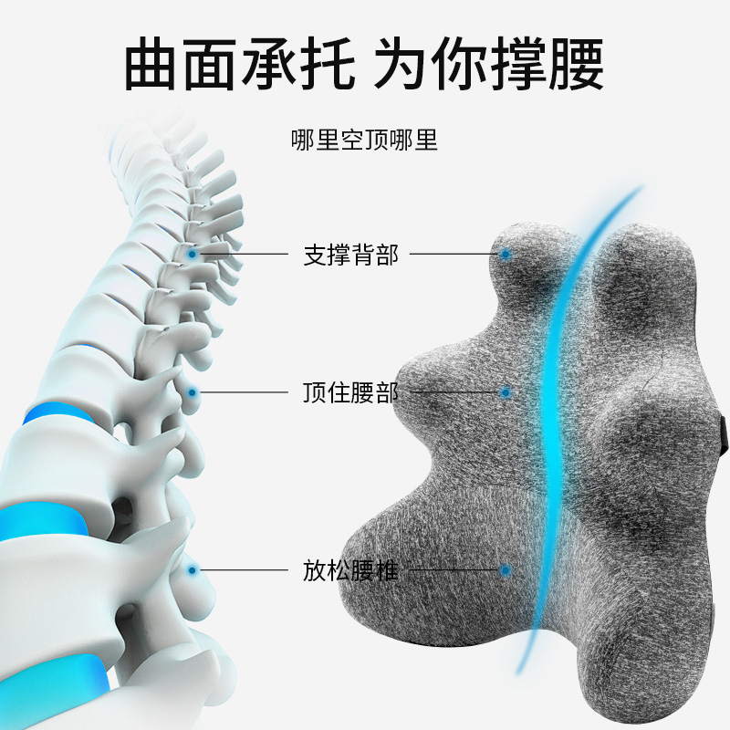 睡眠博士环抱腰靠记忆棉慢回弹靠枕办公室倚靠腰背支撑汽车靠垫 - 图0