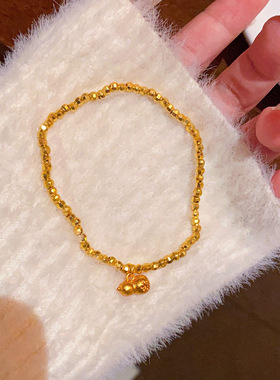 新中式招财狐狸吊坠串珠手链女港风复古小众高级感碎银手串手饰品