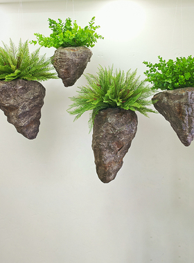 悬浮石装饰仿真绿植吊篮垂挂