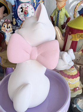 原d 敲可爱 卡通 白猫 玛丽猫陶瓷摆件 桌面加湿器