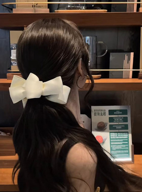 韩系缎面黑色蝴蝶结香蕉夹女后脑勺抓夹马尾夹竖夹头饰发卡发饰