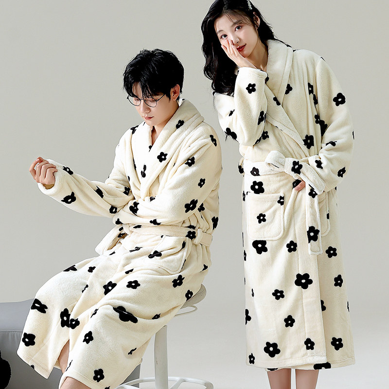 情侣睡袍男女秋冬季加厚珊瑚绒保暖长袖春秋法兰绒睡衣可外穿浴袍,淘宝优惠券,粉丝福利购,淘宝优惠卷