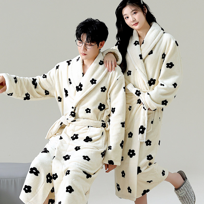 情侣睡袍男女秋冬季加厚珊瑚绒保暖长袖春秋法兰绒睡衣可外穿浴袍,淘宝优惠券,粉丝福利购,淘宝优惠卷