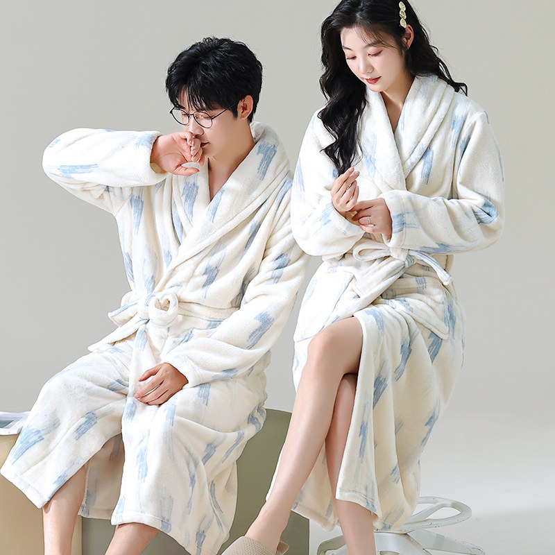 情侣睡袍男女秋冬季加厚珊瑚绒保暖长袖春秋法兰绒睡衣可外穿浴袍,淘宝优惠券,粉丝福利购,淘宝优惠卷