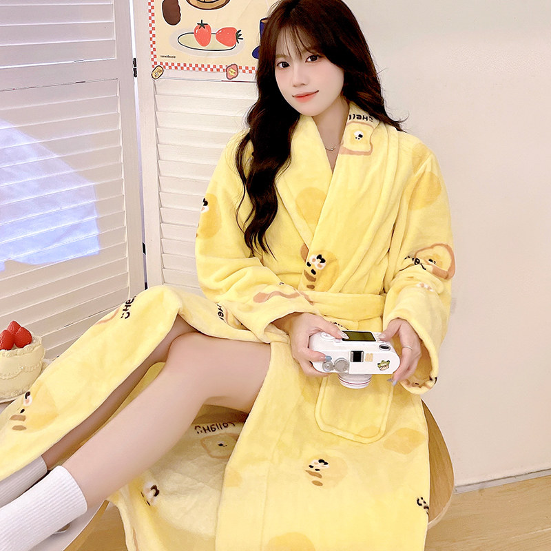 睡袍女秋冬季加厚珊瑚绒长袍外穿浴袍保暖长袖春秋法兰绒新款睡衣,淘宝优惠券,粉丝福利购,淘宝优惠卷