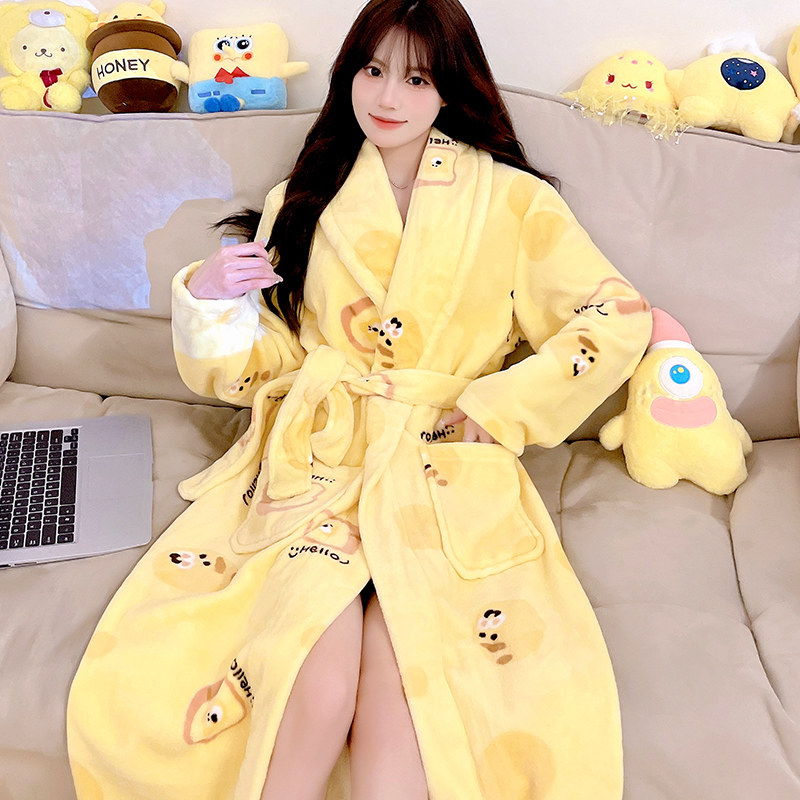 睡袍女秋冬季加厚珊瑚绒长袍外穿浴袍保暖长袖春秋法兰绒新款睡衣,淘宝优惠券,粉丝福利购,淘宝优惠卷