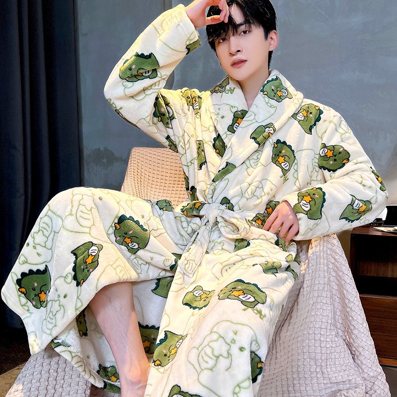 睡袍睡衣男秋冬季加厚珊瑚绒大码外穿浴袍保暖长袖春秋法兰绒新款,淘宝优惠券,粉丝福利购,淘宝优惠卷