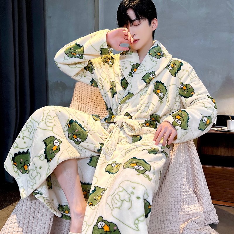 睡袍睡衣男秋冬季加厚珊瑚绒大码外穿浴袍保暖长袖春秋法兰绒新款,淘宝优惠券,粉丝福利购,淘宝优惠卷