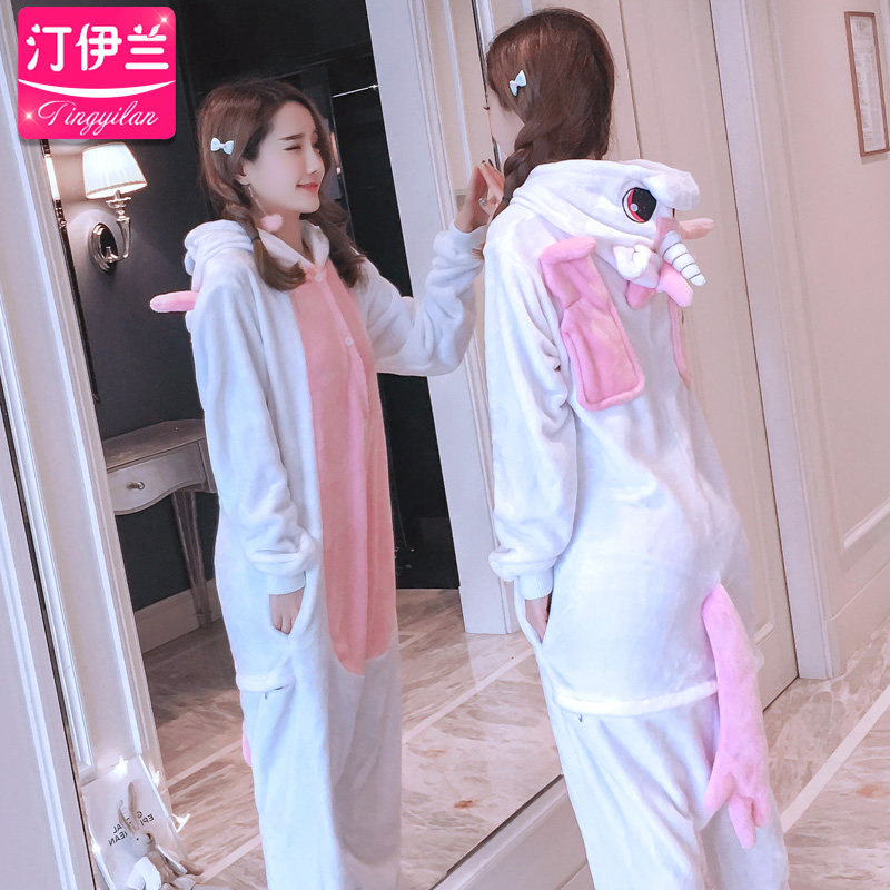 独角兽连体卡通套装长袖秋冬季睡衣 汀伊兰睡衣/家居服套装