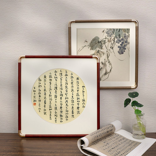 正方形画框空框书法边框字画自装33相框圆角画框50装裱框国画框架 - 图0