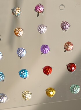 4.2mm超闪蹦迪球锆石小灯泡耳钉唇钉养耳洞g23钛合金/316钛钢可选