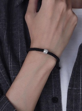 钛钢逆鳞转运珠手链男编织手绳