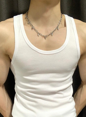 流苏铆钉项链男士朋克嘻哈短款