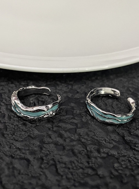 薄荷色小众戒指男女钛钢开口可调