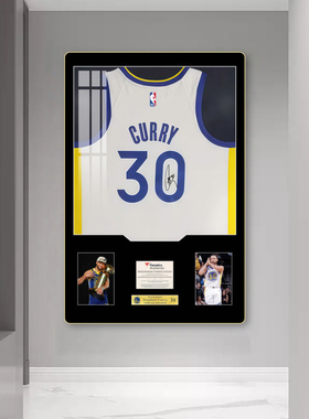 StephenCurry库里30号球衣装裱带证书照片收藏篮球迷生日礼物挂画
