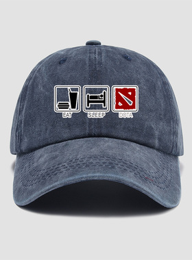 DOTA2吃饭睡觉打刀塔DK IG战队logo帽子棒球帽做旧男女鸭舌帽遮阳