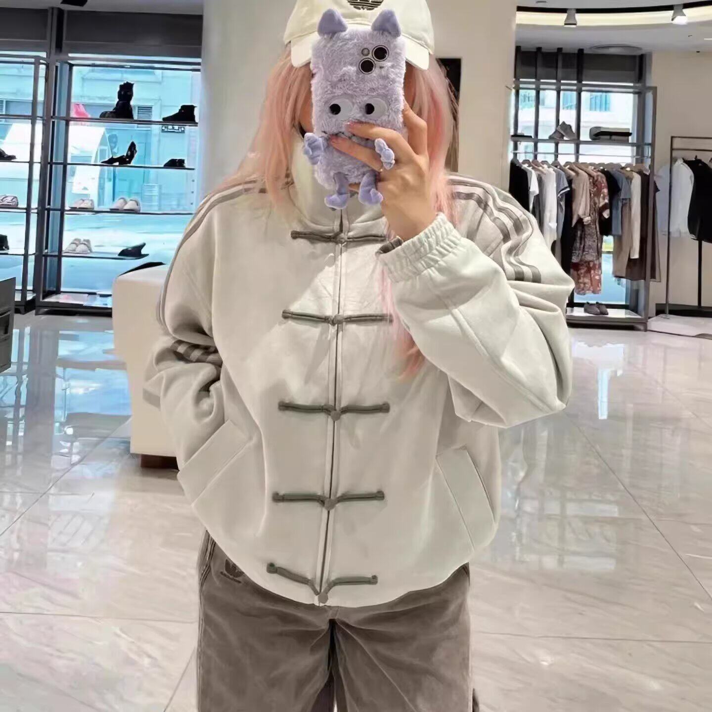 新中式唐装麂皮外套运动夹克男女同款国风汉服休闲套装情侣套装,淘宝优惠券,粉丝福利购,淘宝优惠卷