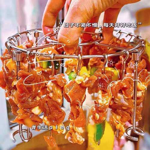 空气炸锅烤架家用不锈钢立式2-3人烤签吊炉烤肉架肉串架烤串支架 - 图1