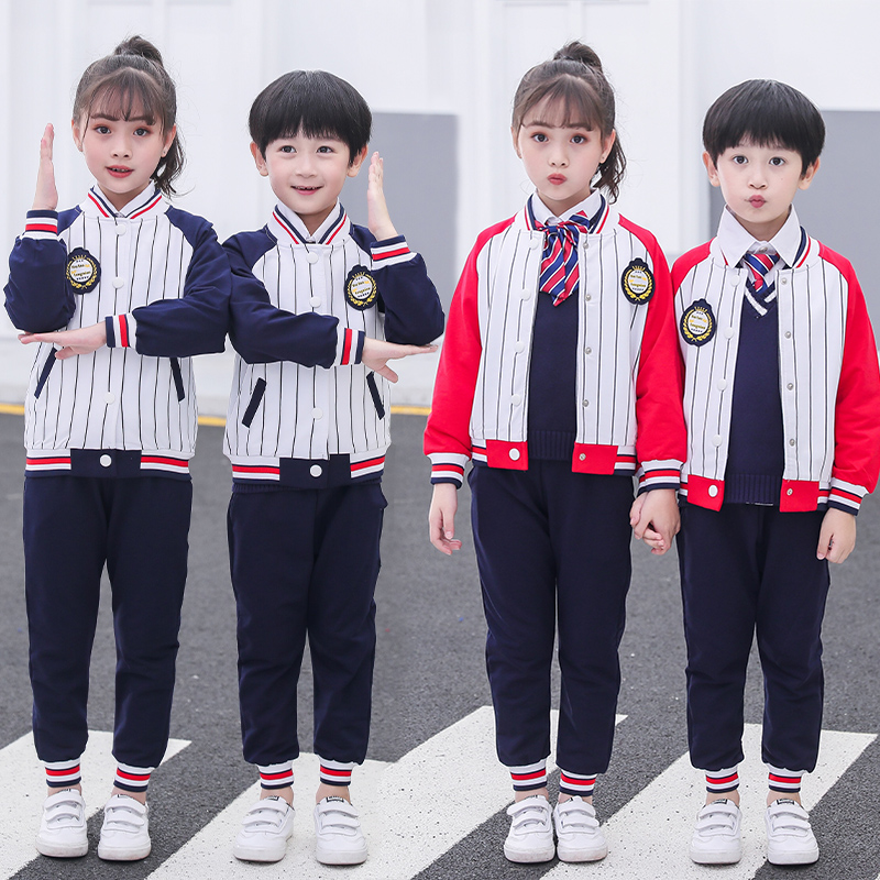 儿童班服英伦学院风运动服三件套校服套装小学生春秋装幼儿园园服-图1