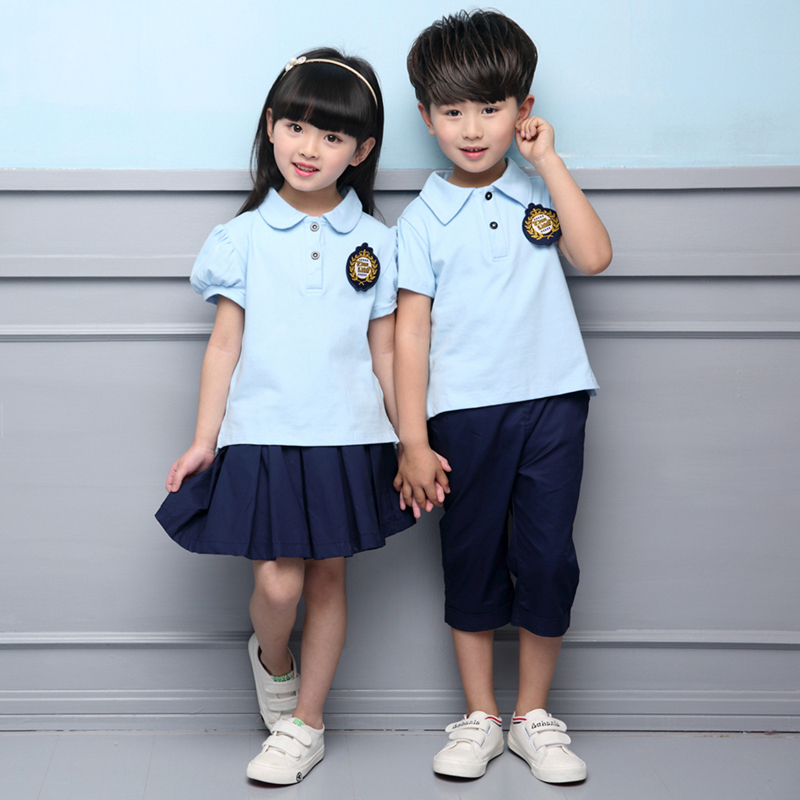 小学生校服夏装粉色短袖polo衫幼儿园园服夏季毕业英伦学院风班服