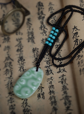 如意复古风陶瓷手工毛衣链