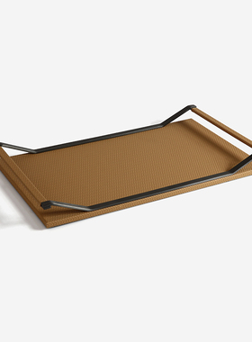 现代轻奢皮质金属几何托盘摆件