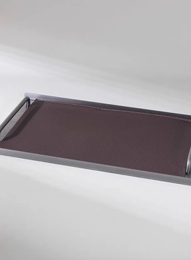 现代简约样板间售楼处客厅餐厅桌面皮质金属提手托盘摆盘摆件装饰