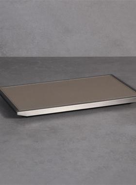 现代简约金属皮质长方形托盘置物创意摆件桌面装饰茶几酒店样板间