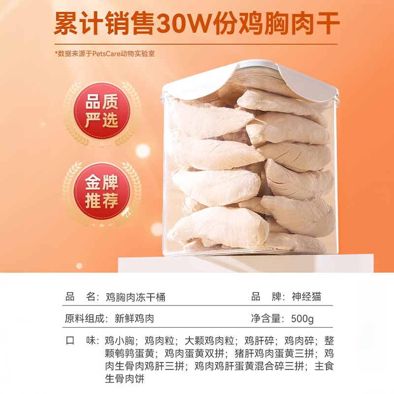 猫咪零食鸡胸肉冻干鸡小胸鸡肉粒增肥发腮桶装营养品幼猫成猫专用,淘宝优惠券,粉丝福利购,淘宝优惠卷
