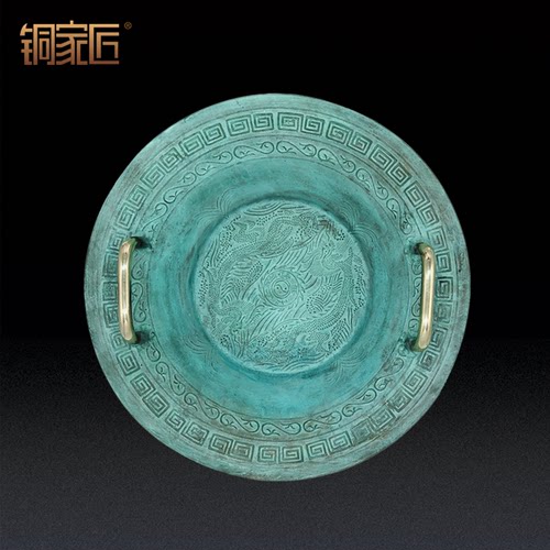 青铜器仿古摆件铜盆纯铜聚宝盆鱼洗盆龙洗盆家用风水招财聚财客厅 - 图1