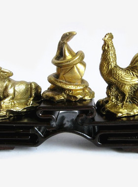 黄铜办公室铜巳酉丑属蛇财吉祥摆件