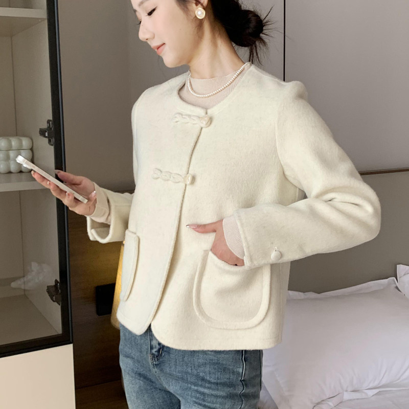 高端双面羊绒大衣女短款羊毛呢外套2024新款小香风小个子可穿显瘦,淘宝优惠券,粉丝福利购,淘宝优惠卷