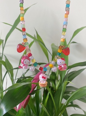 原创手工KT猫串珠项链迪士尼环球影城可爱彩色童趣虞书欣同款项链