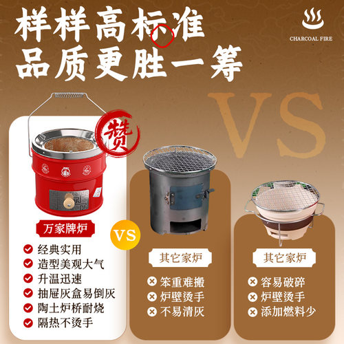 万家2节3节煤炉传统节能蜂窝煤藕煤炉子煤炭室内火炉取暖烤火炭炉 - 图1