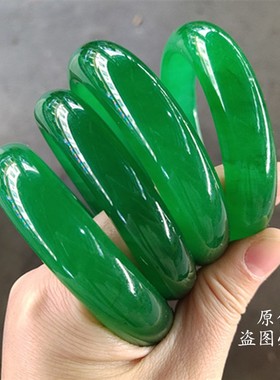 金丝玉手镯绿色镯子玉镯送妈妈