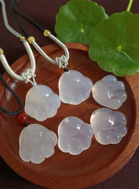 玛瑙玉髓清新小吊坠猫爪可爱小提溜白猫爪胖嘟嘟小吊坠送女友礼物