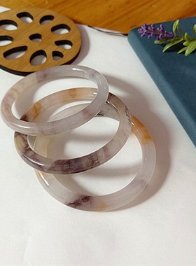 彩色金丝玉手镯女紫罗兰镯子