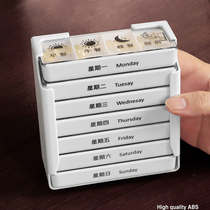 Medicine Box 7 Days Large Capacity Seals Portable Seniors Japan Monday Week Seven Days Early Mid Evening Packaging Lunchbox