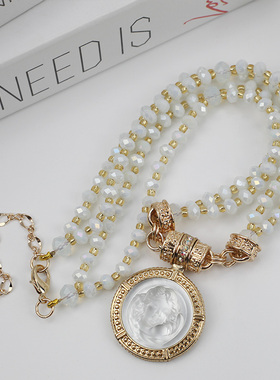 中古饰品KF新款睡美人摩恩脸设计优雅精致轻奢小众轻奢高级感项链