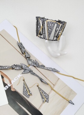 AB男女几何图形拼接项链耳环手镯