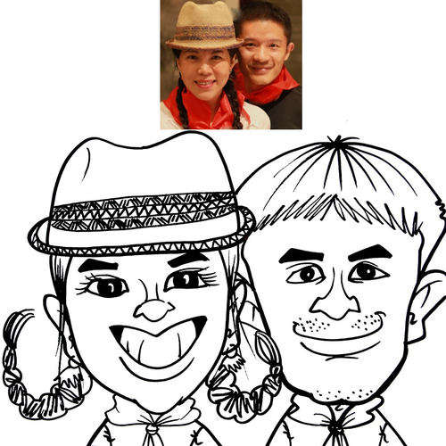 似颜绘夸张漫画头像手绘真人画像 动漫设计 卡通人像定制彩绘画像 - 图2