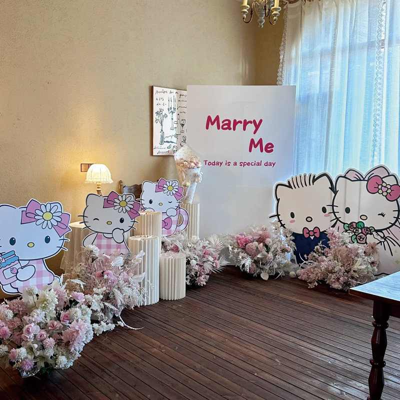 HelloKitty求婚室内布置装饰氛围感场景浪漫表白酒店背景不要气球,淘宝优惠券,粉丝福利购,淘宝优惠卷
