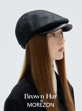 MOREZON【Brown hat Leather Brim Donald Cap】26秋冬毛呢前进帽