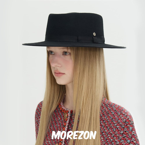 MOREZON【Brown hat Pork-Pie Flat Top Hat】秋冬潮人毛呢礼帽女 - 图2