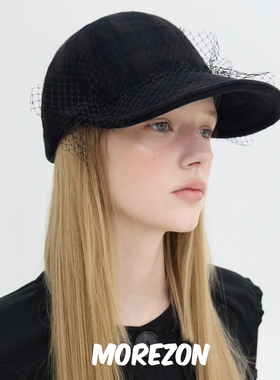 MOREZON【Brown hat Lace Wire Cap】25AW秋冬新款网纱格纹棒球帽