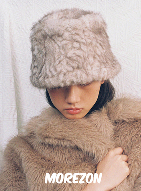 MOREZON【AWESOME NEEDS FUR LAMPSHADE HAT】秋冬仿皮草渔夫帽子