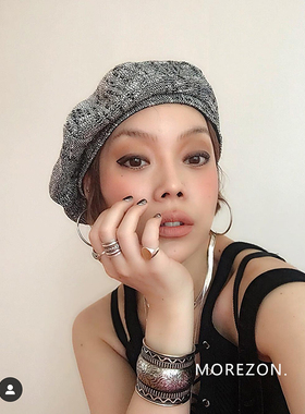 亚麻八角男女春夏贝雷帽