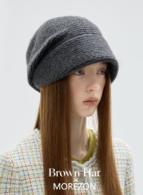 MOREZON【Brown hat Drape Knit Casquette】26秋冬针织报童帽子