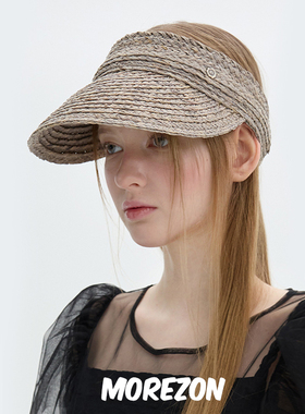 MOREZON【Brown hat Classic Sun Visor】潮人经典草编空顶遮阳帽
